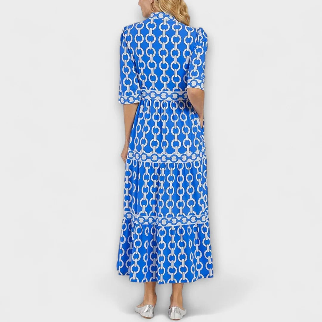 Daphne | Buttoned Midi Dress with Flared Skirt
