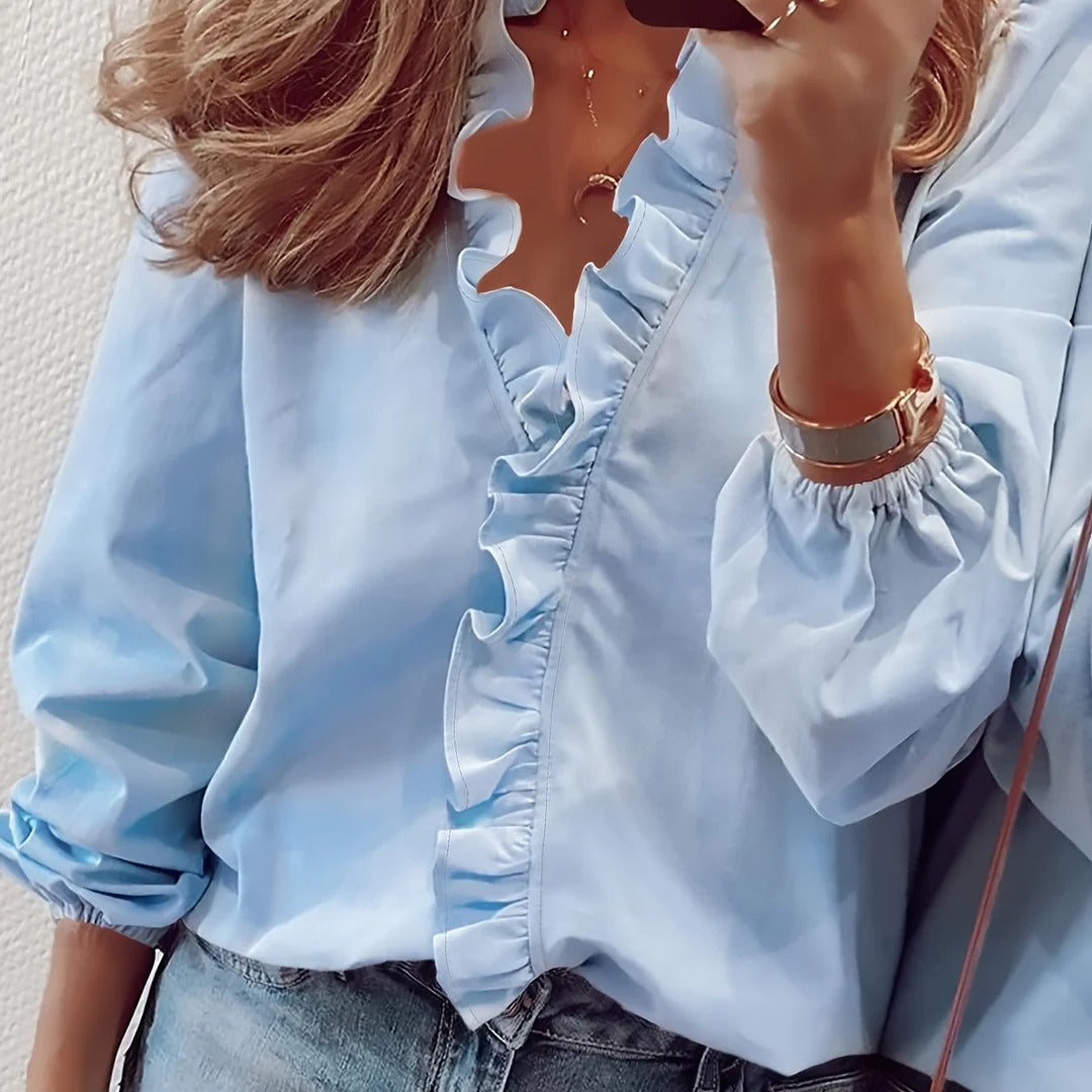 Kendra – Ruffled V-Neck Blouse
