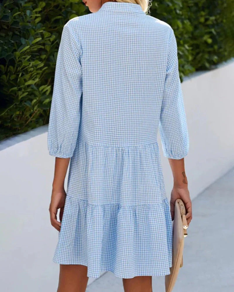 Daisy – Buttoned Gingham Day Dress