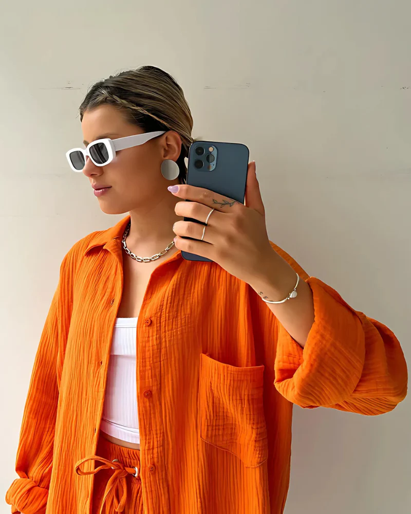 Chloe – Textured Button-Up Short Set