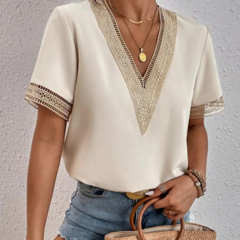 Emilian |  Soft Blouse with Crochet Detail